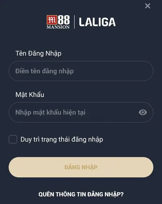 điền thông tin đăng nhập M88