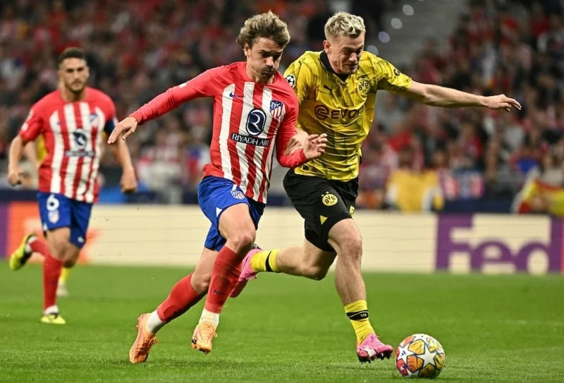  Atletico Madrid  thắng Borussia Dortmund tỷ số 2-1 ở lượt đi tứ kết cúp C1